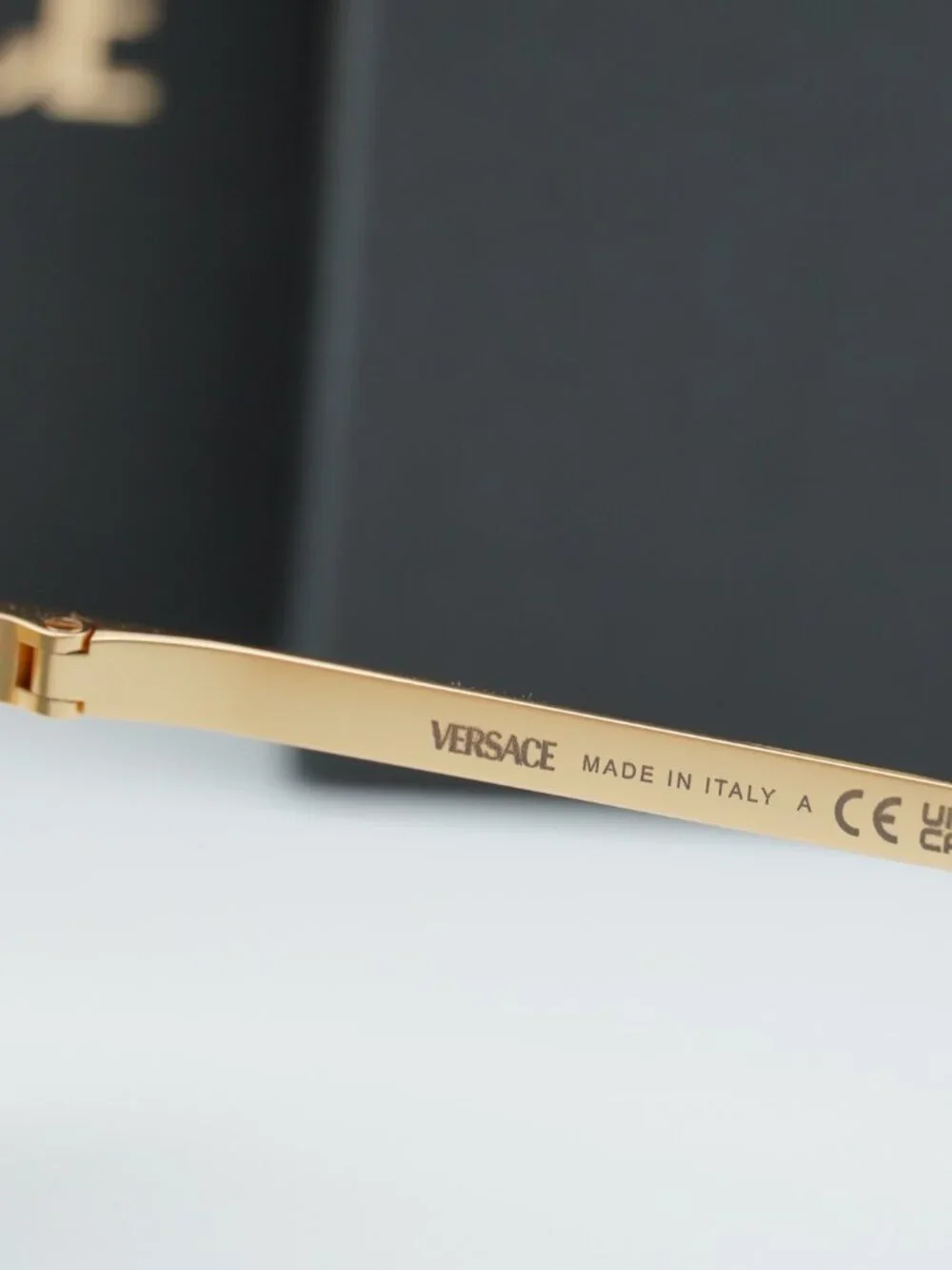 Versace VE2297 100287 Rectangle Sunglasses – Gold / Dark Grey